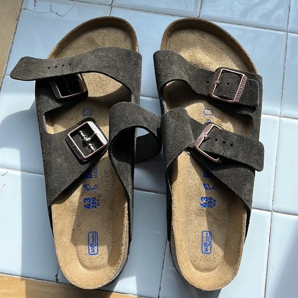 New Birkenstock Arizona Suede Leather Sandals Size 10